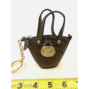 Brahmin Mini‎ Handbag Coin Purse Keychain Brown Alligator Print 4" x 4.5"